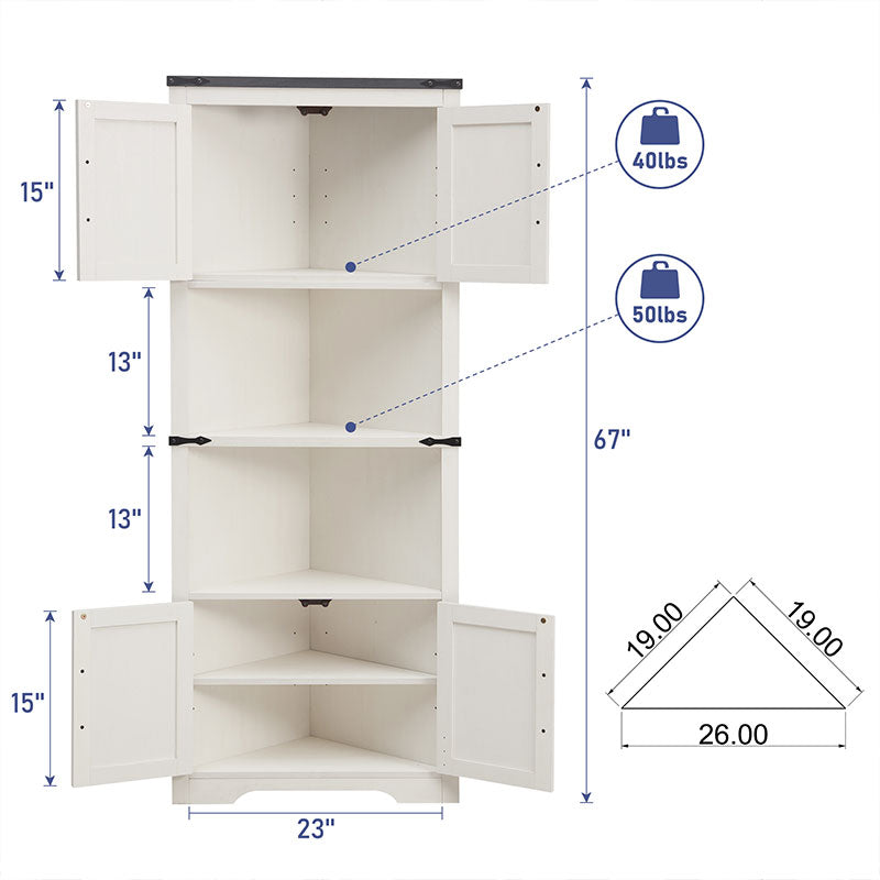 JXQTLINGMU 67 inch Farmhouse Corner Storage Cabinet