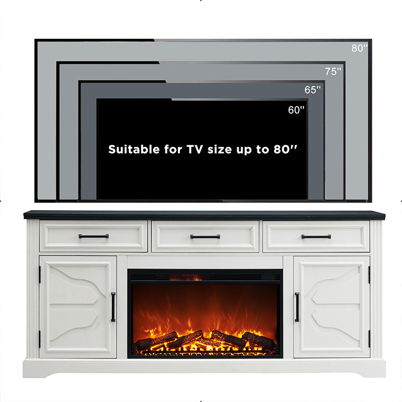 JXQTLINGMU 70 inch Farmhouse Fireplace TV Stand