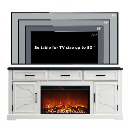 JXQTLINGMU 70 inch Farmhouse Fireplace TV Stand