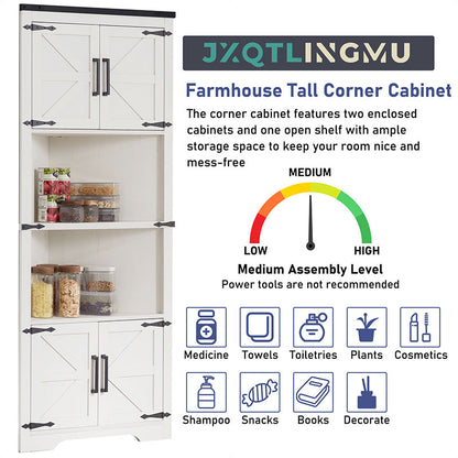 JXQTLINGMU 67 inch Farmhouse Corner Storage Cabinet