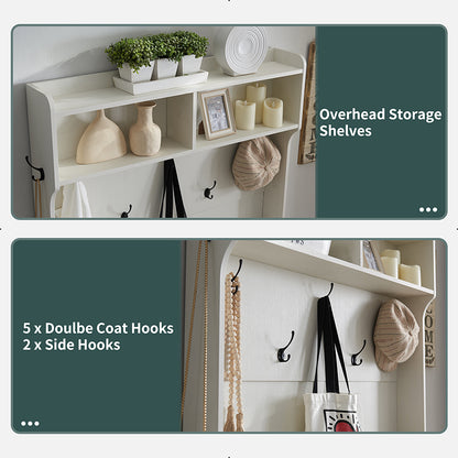 JXQTLINGMU Tall Farmhouse Entryway Shoe Storage Cabinet with Coat Rack