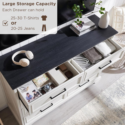 8 Drawer Dressers Chests for Bedroom,52"Wide Rustic Wood Chest of Drawers