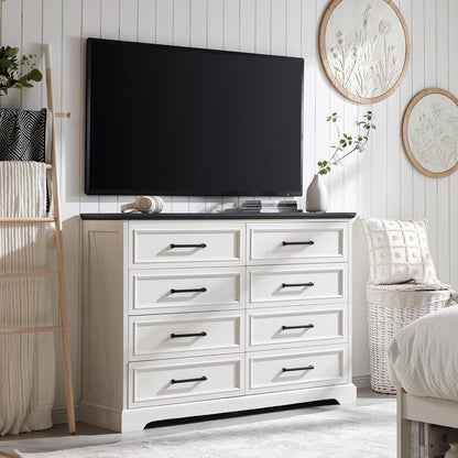 8 Drawer Dressers Chests for Bedroom,52"Wide Rustic Wood Chest of Drawers