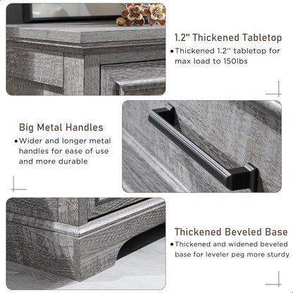 6 Drawer Dresser for Bedroom, Farmhouse 46" High Wooden Country Style Drawer Chest, Wide Metal Handle Pull-out Storage Cabinet