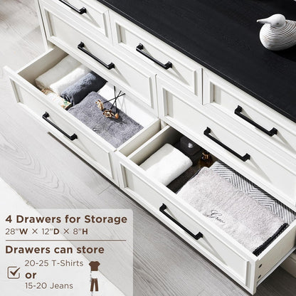 7 Drawer Dresser for Bedroom, Farmhouse Rustic Wood Dresser Chest of Wide Drawers for Living Room