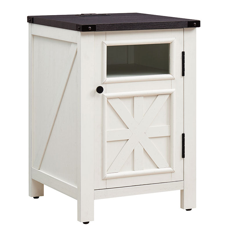 JXQTLINGMU 18 inch Farmhouse End Table with Charging Station