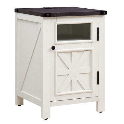 JXQTLINGMU 18 inch Farmhouse End Table with Charging Station