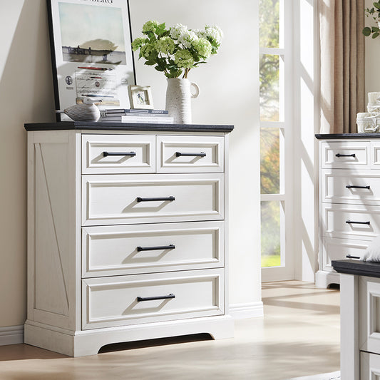 JXQTLINGMU 36 Inch Farmhouse 5 Drawer Dresser