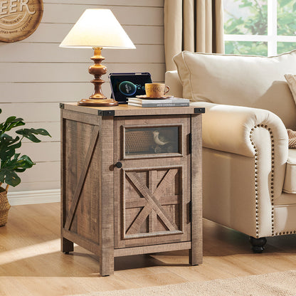 JXQTLINGMU 18 inch Farmhouse End Table with Charging Station