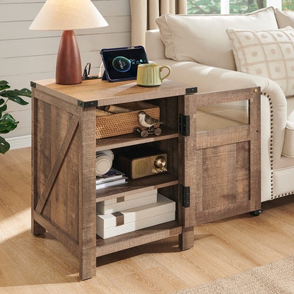 JXQTLINGMU 18 inch Farmhouse End Table with Charging Station
