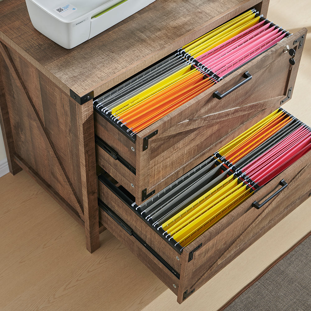 JXQTLINGMU 2 Drawer Farmhouse File Cabinet with Lock