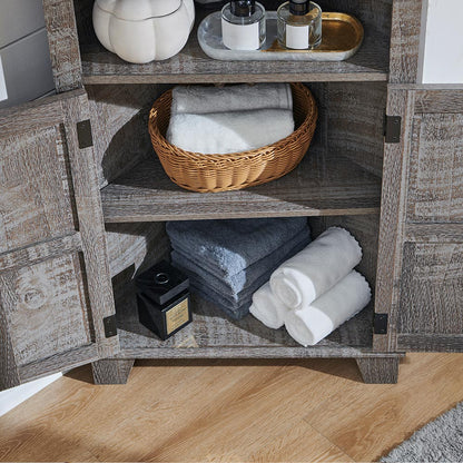 JXQTLINGMU Corner Bathroom Cabinet, Farmhouse Small Corner Cabinet with Barn Door