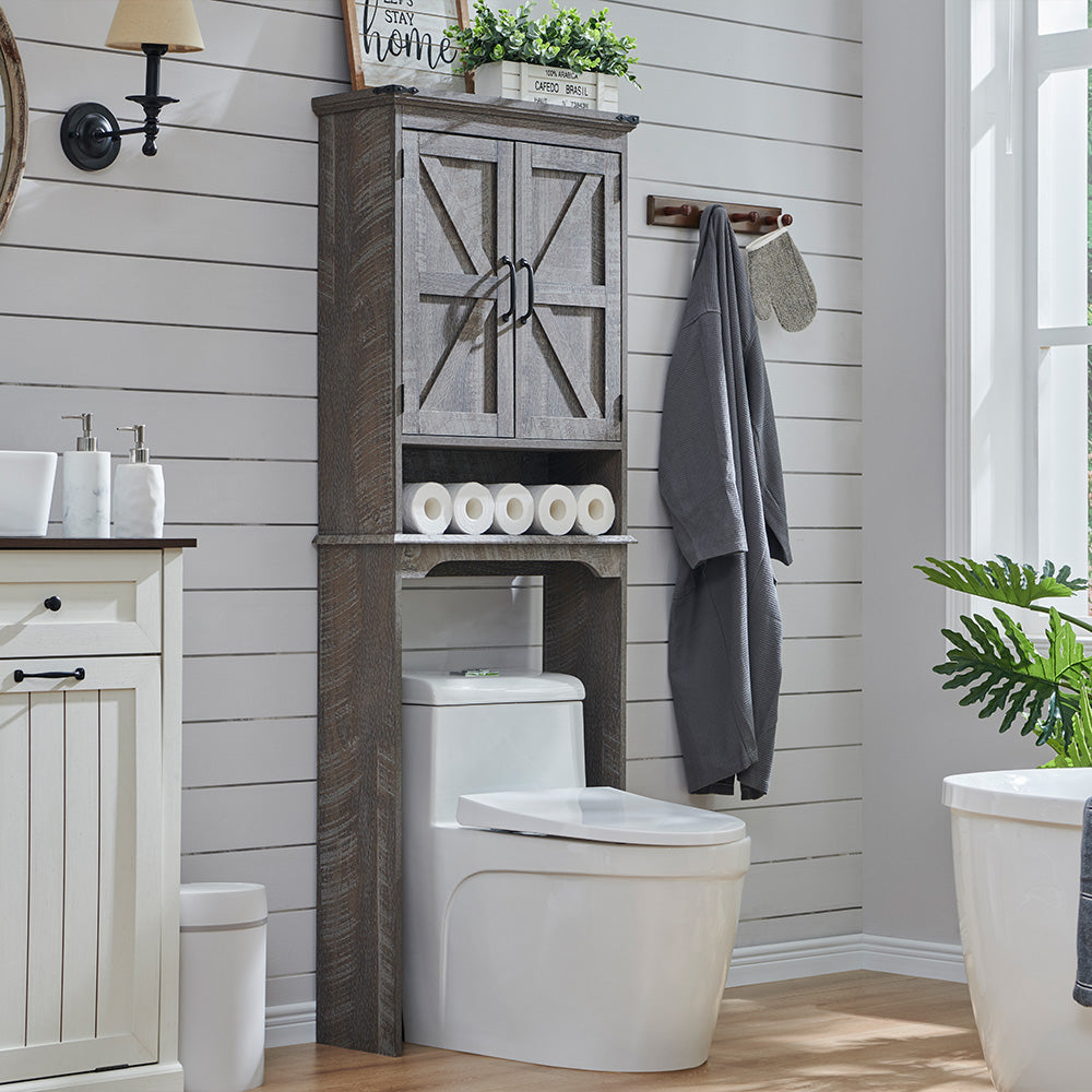 JXQTLINGMU Over The Toilet Storage Cabinet, Farmhouse Bathroom Cabinet