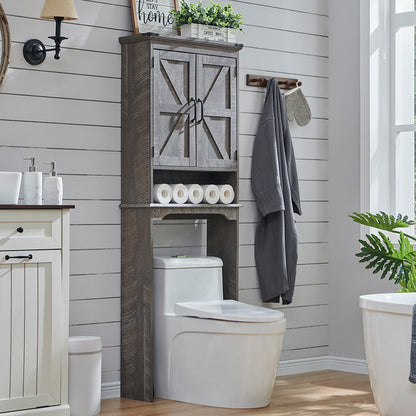 JXQTLINGMU Over The Toilet Storage Cabinet, Farmhouse Bathroom Cabinet