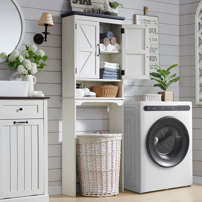 JXQTLINGMU Over The Toilet Storage Cabinet, Farmhouse Bathroom Cabinet
