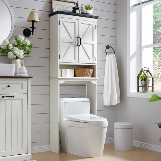 JXQTLINGMU Over The Toilet Storage Cabinet, Farmhouse Bathroom Cabinet