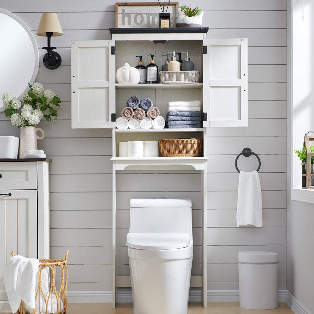 JXQTLINGMU Over The Toilet Storage Cabinet, Farmhouse Bathroom Cabinet