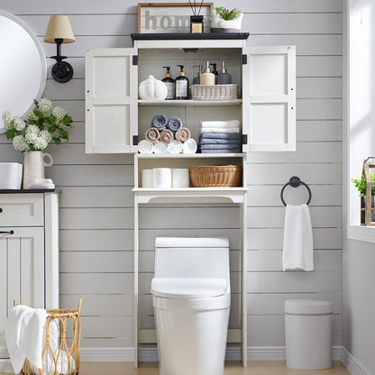 JXQTLINGMU Over The Toilet Storage Cabinet, Farmhouse Bathroom Cabinet