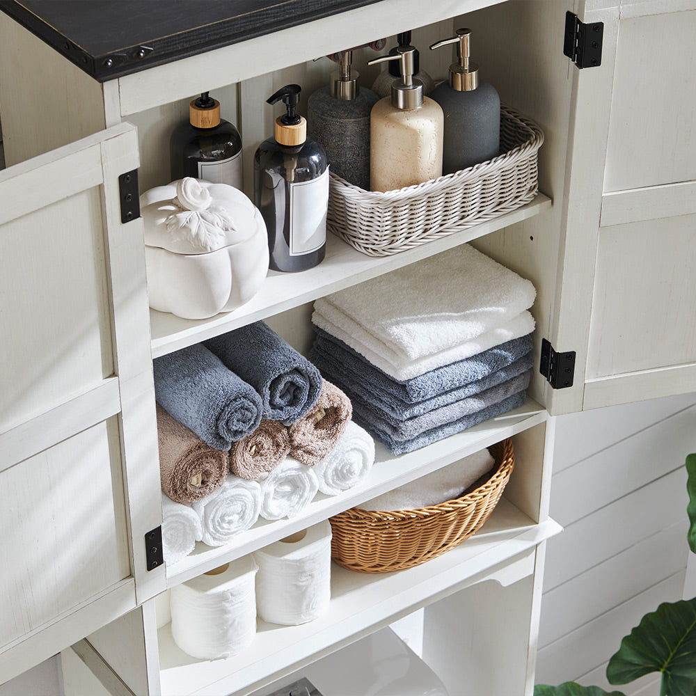 JXQTLINGMU Over The Toilet Storage Cabinet, Farmhouse Bathroom Cabinet