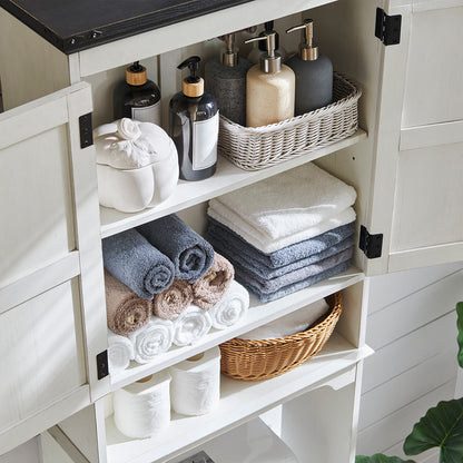 JXQTLINGMU Over The Toilet Storage Cabinet, Farmhouse Bathroom Cabinet