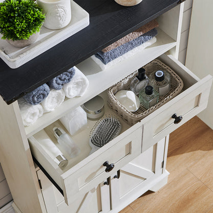 JXQTLINGMU Farmhouse Bathroom Storage Cabinet, 24inch Wide Bathroom Cabinet with Drawer