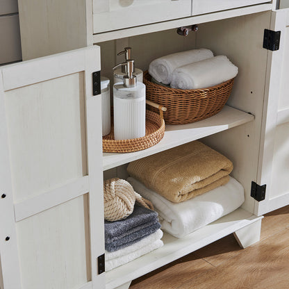 JXQTLINGMU Farmhouse Bathroom Storage Cabinet, 24inch Wide Bathroom Cabinet with Drawer
