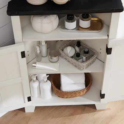 JXQTLINGMU Corner Bathroom Cabinet, Farmhouse Small Corner Cabinet with Barn Door