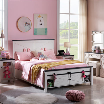 JXQTLINGMU Farmhouse Wood Bed Frame Full/Queen/King Size