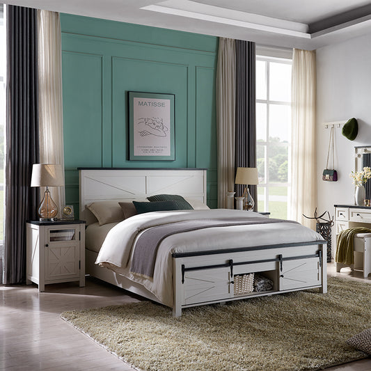 JXQTLINGMU Farmhouse Wood Bed Frame Full/Queen/King Size