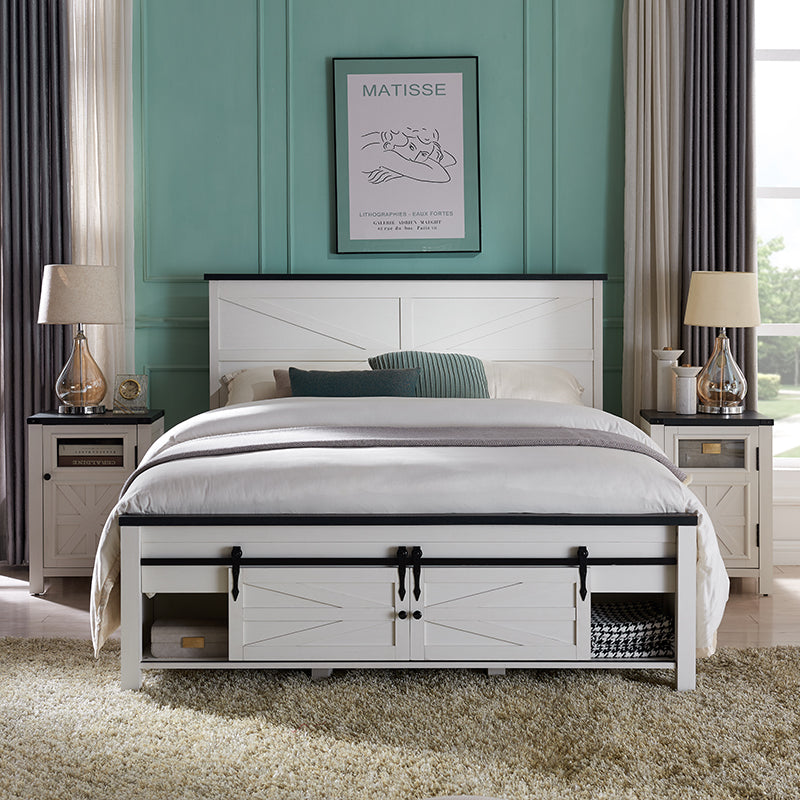 JXQTLINGMU Farmhouse Wood Bed Frame Full/Queen/King Size