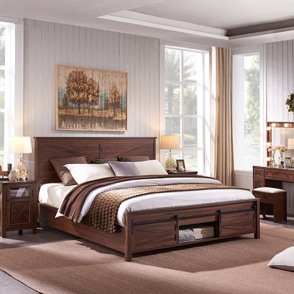 JXQTLINGMU Farmhouse Wood Bed Frame Full/Queen/King Size