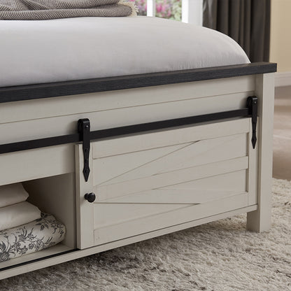 JXQTLINGMU Farmhouse Wood Bed Frame Full/Queen/King Size
