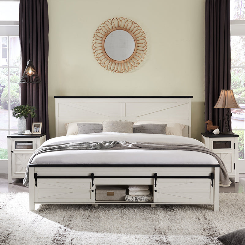JXQTLINGMU Farmhouse Wood Bed Frame Full/Queen/King Size