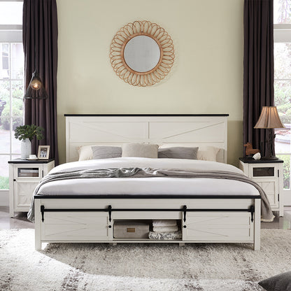 JXQTLINGMU Farmhouse Wood Bed Frame Full/Queen/King Size