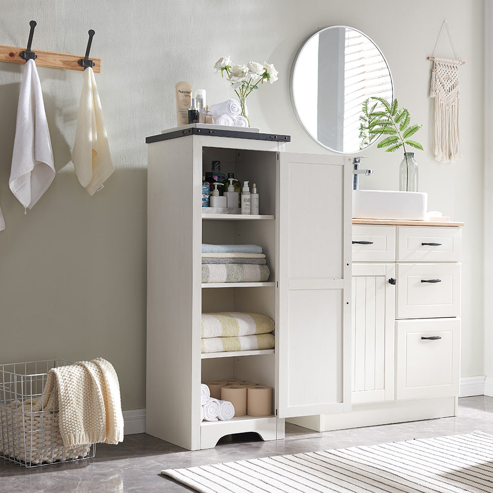 JXQTLINGMU Farmhouse Bathroom Floor Storage Cabinet with Barn Doors