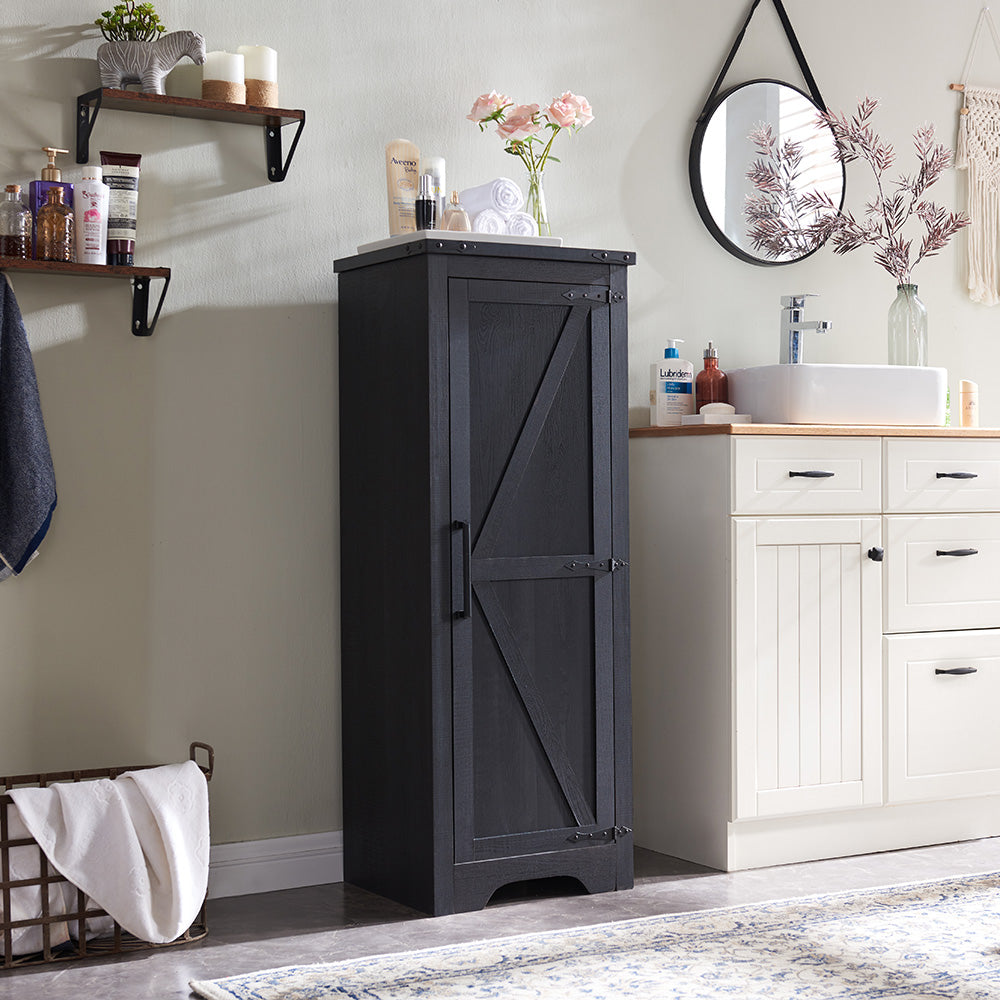 JXQTLINGMU Farmhouse Bathroom Floor Storage Cabinet with Barn Doors