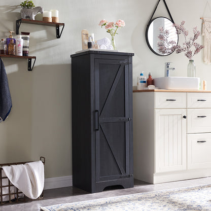 JXQTLINGMU Farmhouse Bathroom Floor Storage Cabinet with Barn Doors
