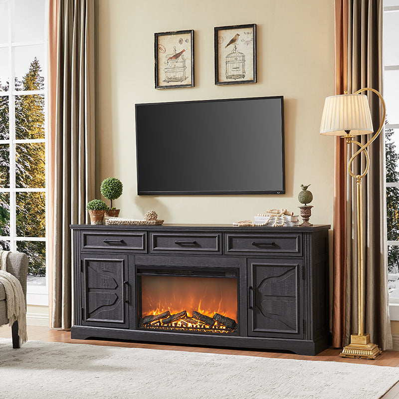 JXQTLINGMU 70 inch Farmhouse Fireplace TV Stand