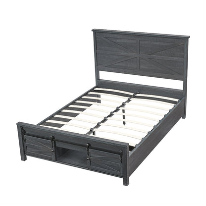 JXQTLINGMU Farmhouse Wood Bed Frame Full/Queen/King Size