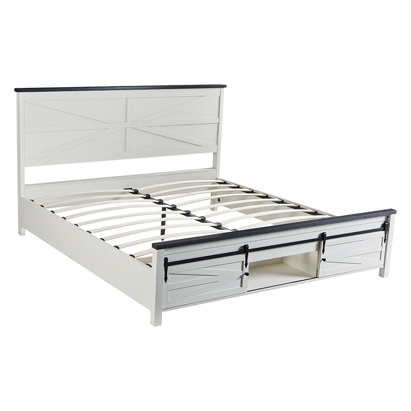 JXQTLINGMU Farmhouse Wood Bed Frame Full/Queen/King Size