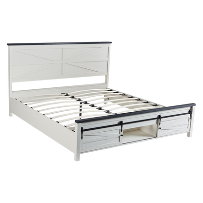 JXQTLINGMU Farmhouse Wood Bed Frame Full/Queen/King Size